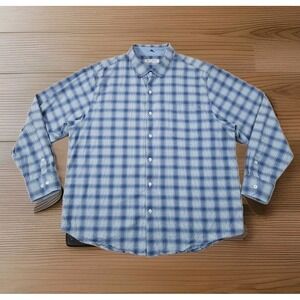 Tommy Bahama XL Men's Shirt Blue Ombre Plaid Long Sleeve Button Up Casual Resort